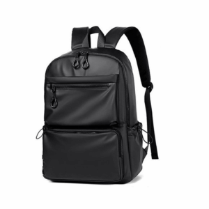 Waterproof Leather Laptop Bag - Black