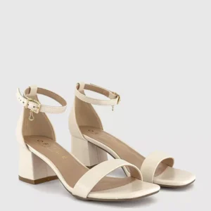 Malaya 2 Part Block Heeled Sandals Off White