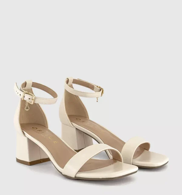 Malaya 2 Part Block Heeled Sandals Off White
