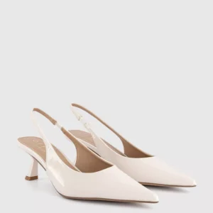 Million Slingback Kitten Heels Cream Patent