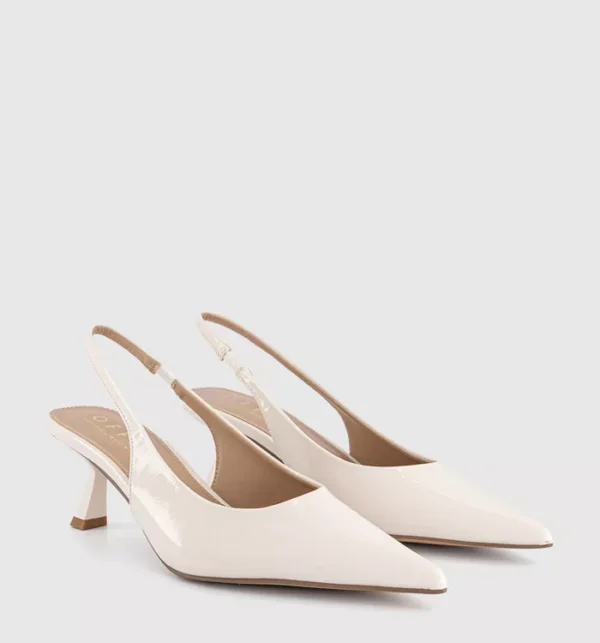 Million Slingback Kitten Heels Cream Patent