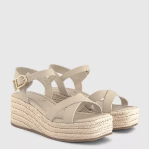 Maria Cross Over Espadrille Wedges White
