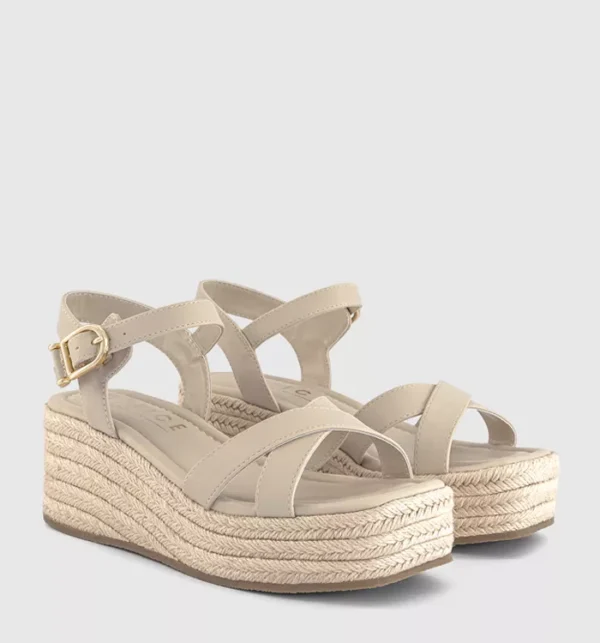 Maria Cross Over Espadrille Wedges White