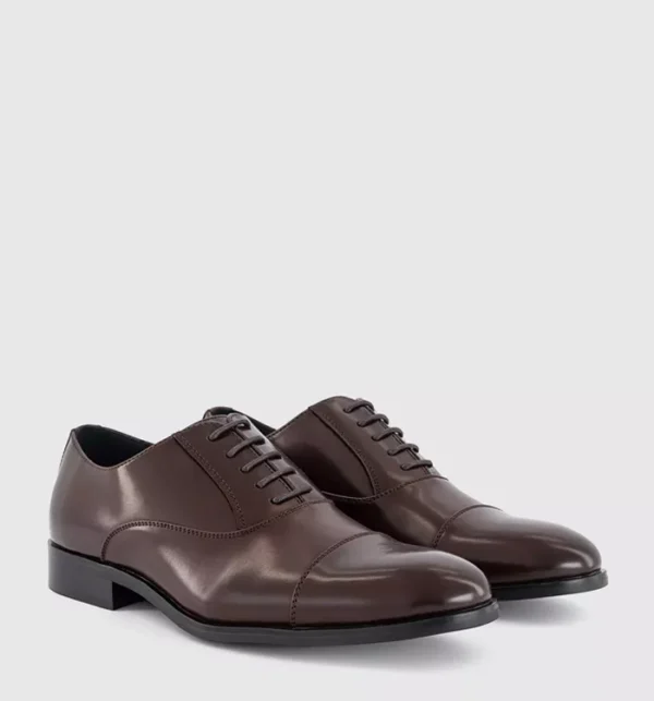 Myddle Punch Detail Toe Cap Oxford Shoes Brown