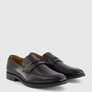 Morris Penny Loafers Black Leather