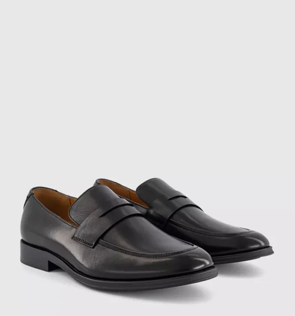 Morris Penny Loafers Black Leather
