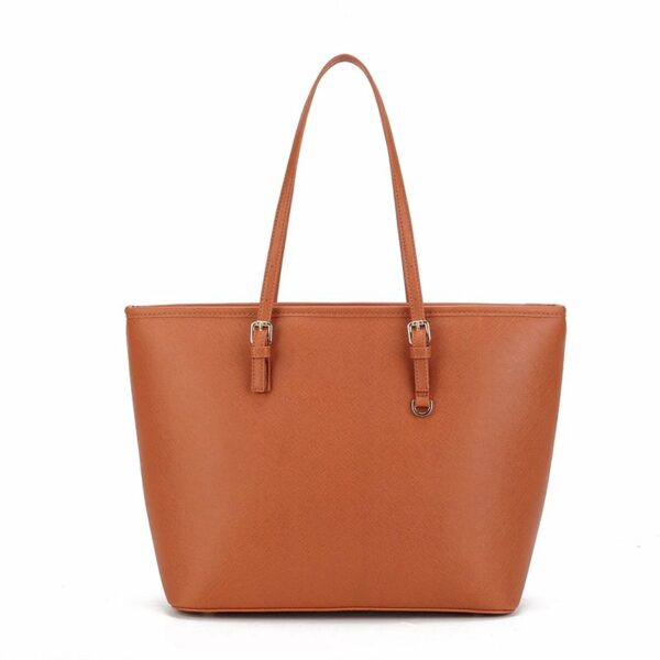 PU Leather Tote Bag - Spacious Satchel for Women (Fits 12 Inch Laptop) - Brown