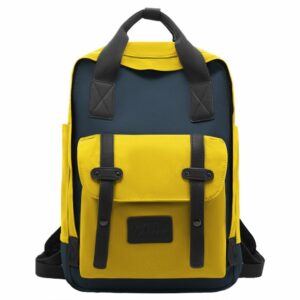 Blue and Yellow Women’s Laptop Backpack – Large Capacity, USB Charging, Stylish & Functional