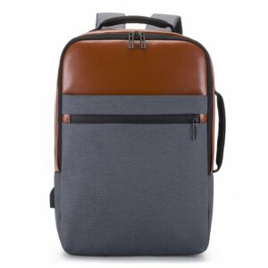 Men’s 15.6-Inch Laptop Backpack – Business Casual Travel Bag with USB Charging – Grey/Brown
